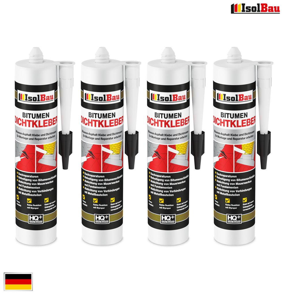 IsolBau Bitumen Adhesive and Sealant Bitumenkleber 4 x 300ml