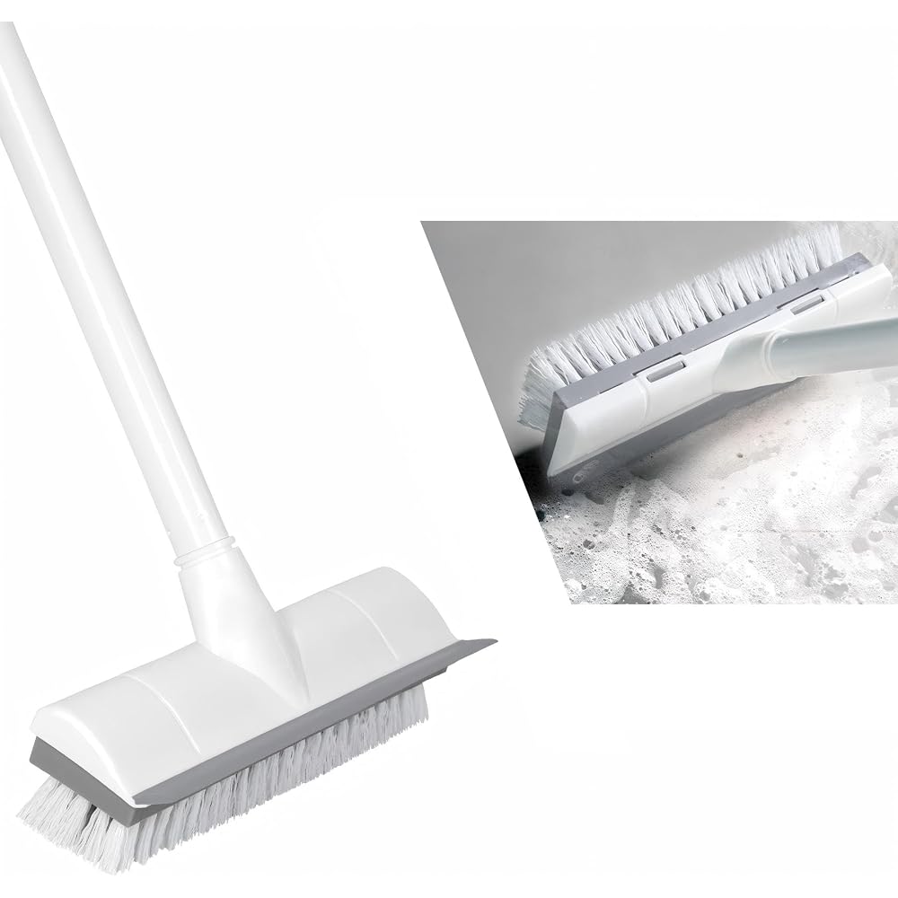CLEANHOME 2-in-1 Deck Brush Cleaning Brush with Squeegee for Bathroom and Floor 47cm-127cm