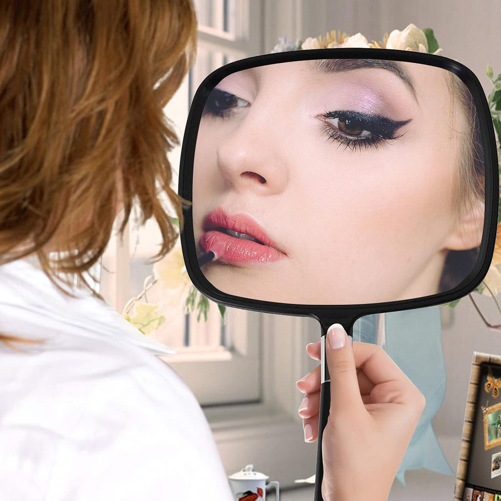 Snowflake Handheld Mirror, Large and Comfortable Hand Mirror with Salon Handle (Black)