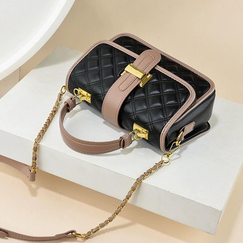 Women Luxury Designer Check Pattern Handbag, Trendy Chain Shoulder Crossbody Bag for Ladies