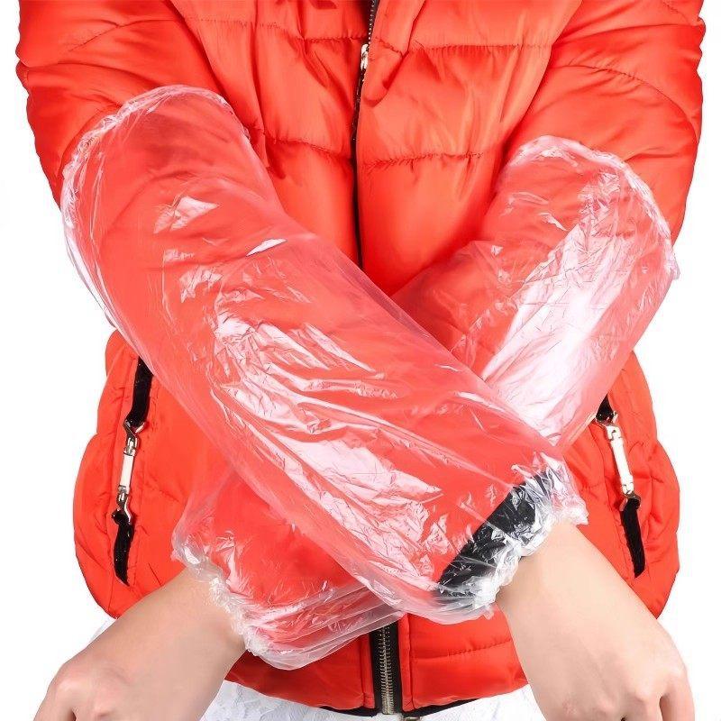 100pcs Thick Transparent Waterproof Disposable Oversleeves for Kitchen and Household Use