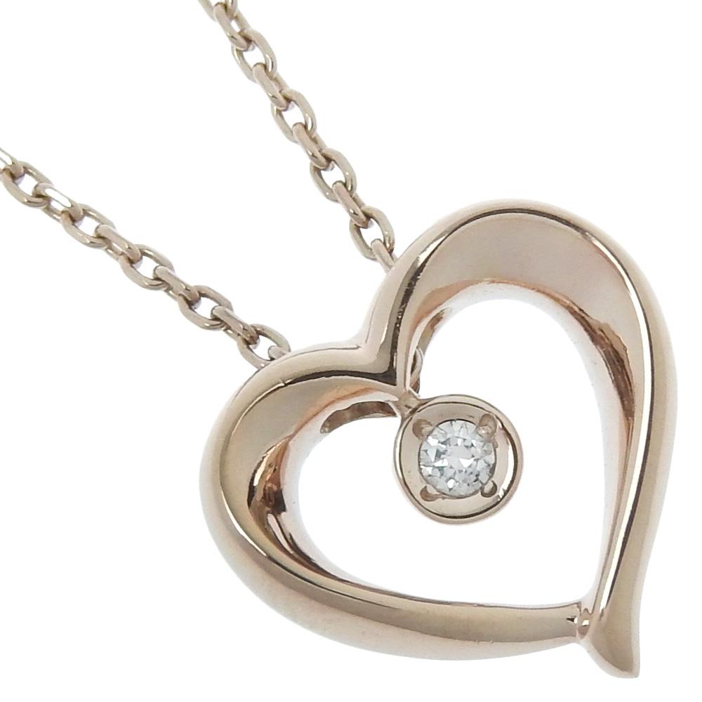 

STAR JEWELRY Necklace 2JN0156 heart K10 Pink Gold/diamond heart 2g Women Used