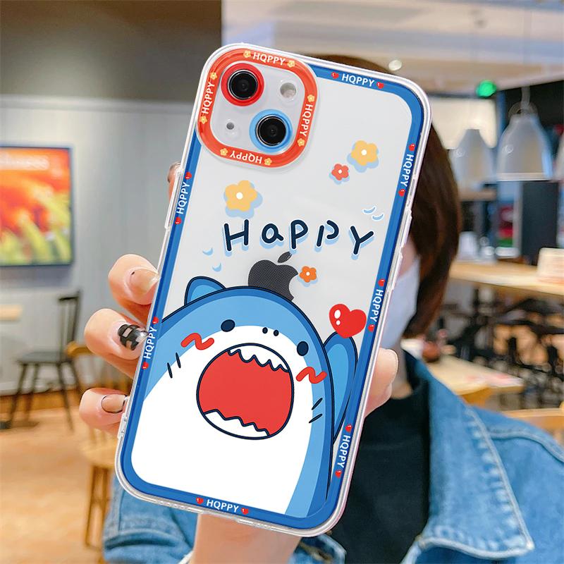 Funny Cartoon Animal Clear Phone Case For iPhone 11 14 Pro 13 12 Mini SE 3 SE 2020 7 8 Plus X XR XS Max Matte Soft Cover Fundas