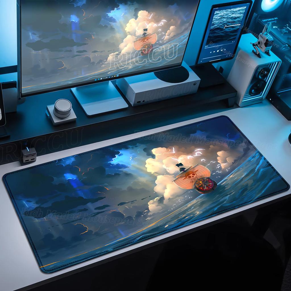 Large Desk Mat XXL Pirate ship Mousepad Anime Mouse Pad One Piece Pc Accessories Gamer Keyboard Xxl Gaming Rubber Extended Mats