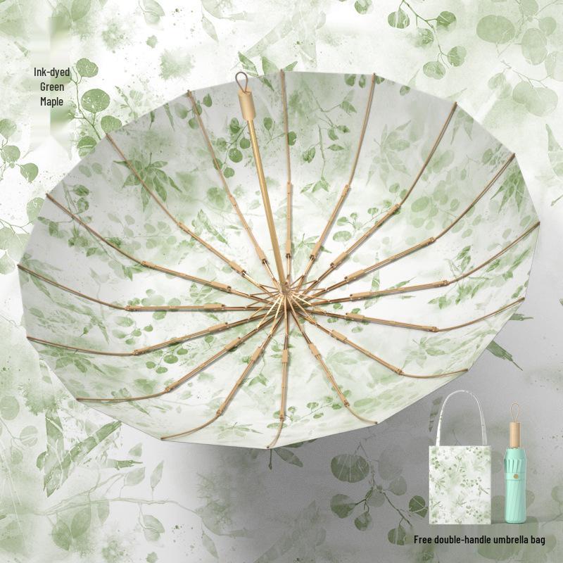 32-Bone Folding Dual-Use Women's Umbrella - Sun & Rain Protection, Anti-UV, Enlarged, Reinforced, Thickened Sunshade