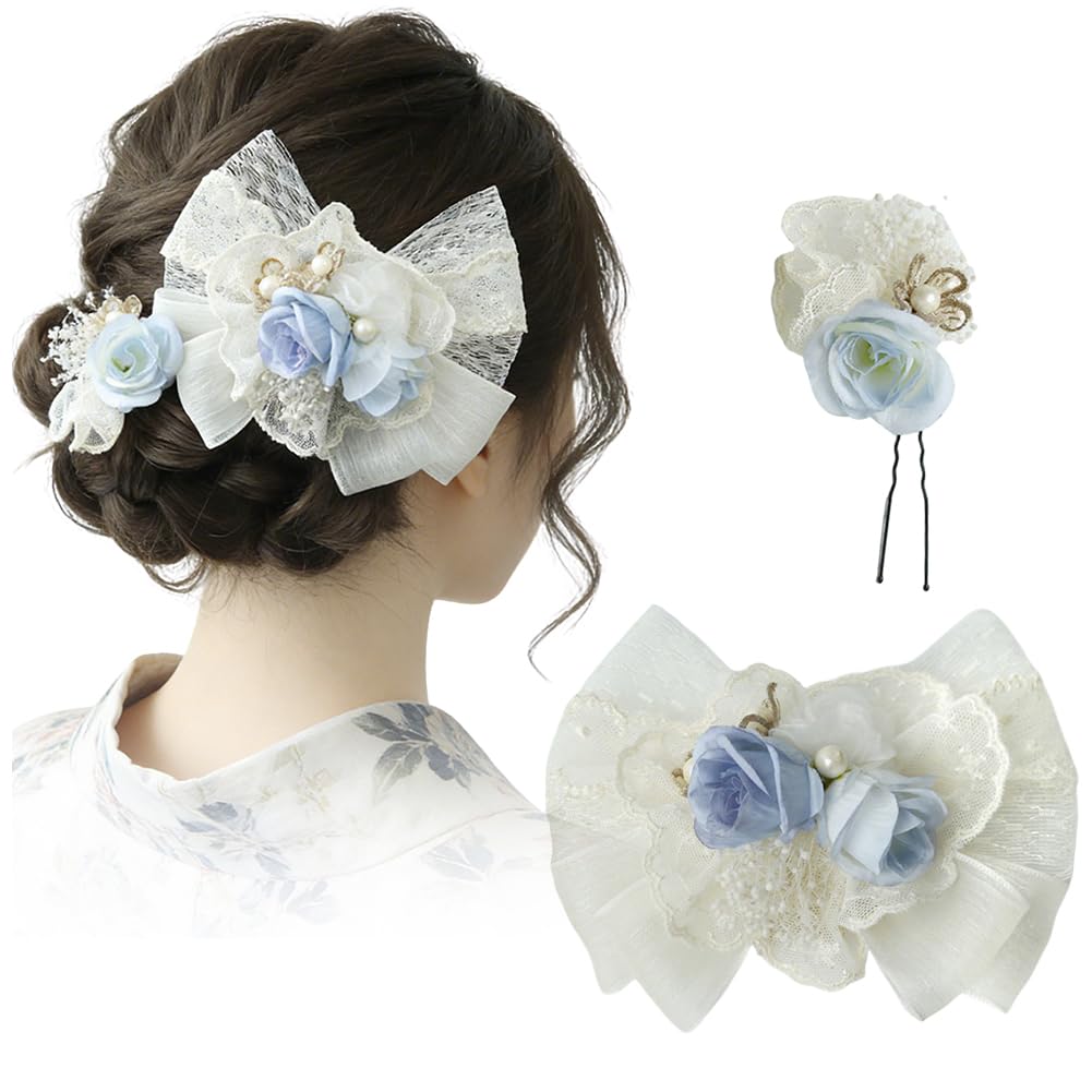 

FASELE Hair Accessories for Coming-of-Age Ceremony, Furisode, Tomesode, and Other Kimono, Artificial Flower Hairpins, U-pins, Lolita Style, Bowknot,