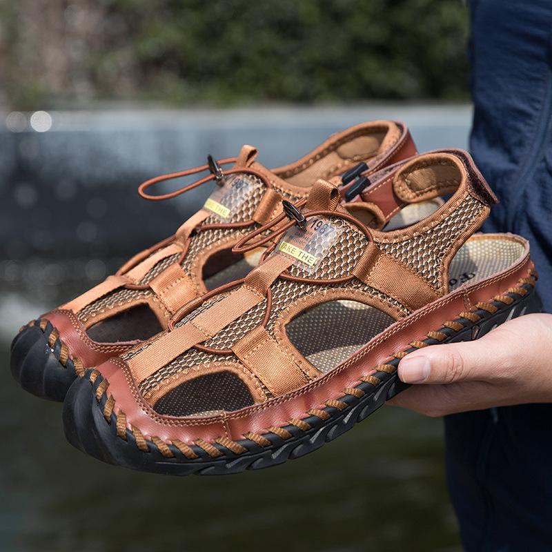 New Summer Shoes Men Beach Sandals Flat Non-slip Mens Sandals Brand Summer Male Footwear Fashion Mesh Shoes Big Size 45 A4614