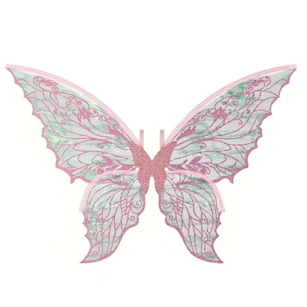 Sparkling Organza Butterfly Fairy Wings Gradient Sheer Costume Wing Set Cosplay Party