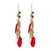 Bohemian Vintage Leaf Feather Earrings - Ethnic Style Long Chain Ear Hooks for Women