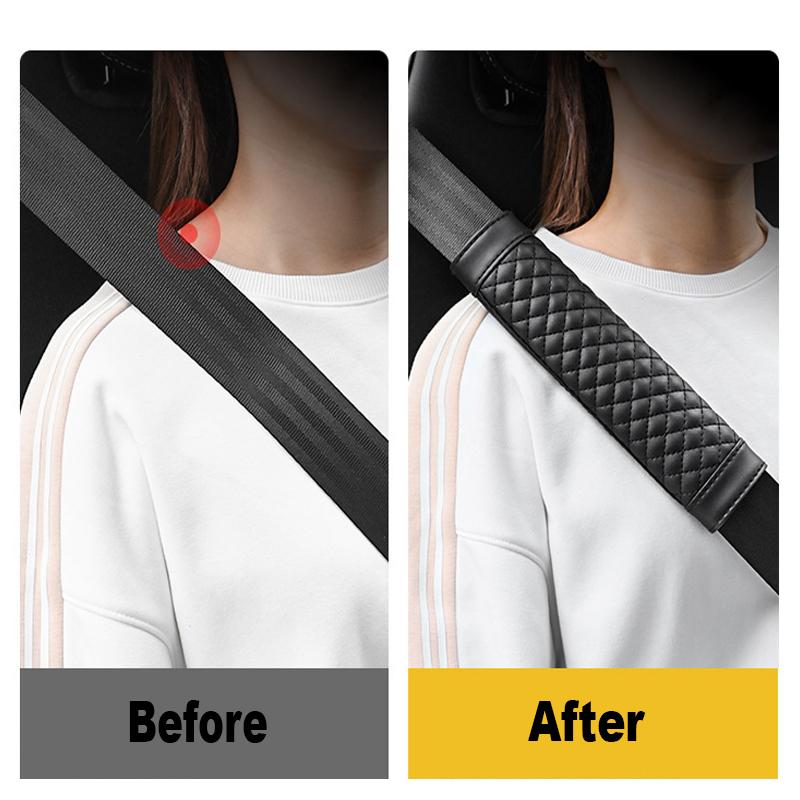 2Pcs Universal Car Seat Belt Cover PU Leather Breathable Soft Shoulder Cushion Protector Auto Interior Decoration Accessoires