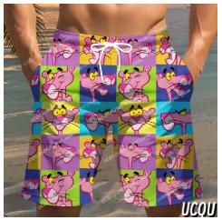 Pantaloncini Estivi da Uomo, Costume da Bagno a Quadri Rosa Leopardo, Pantaloncini da Spiaggia Hawaiani, Abbigliamento da Uomo