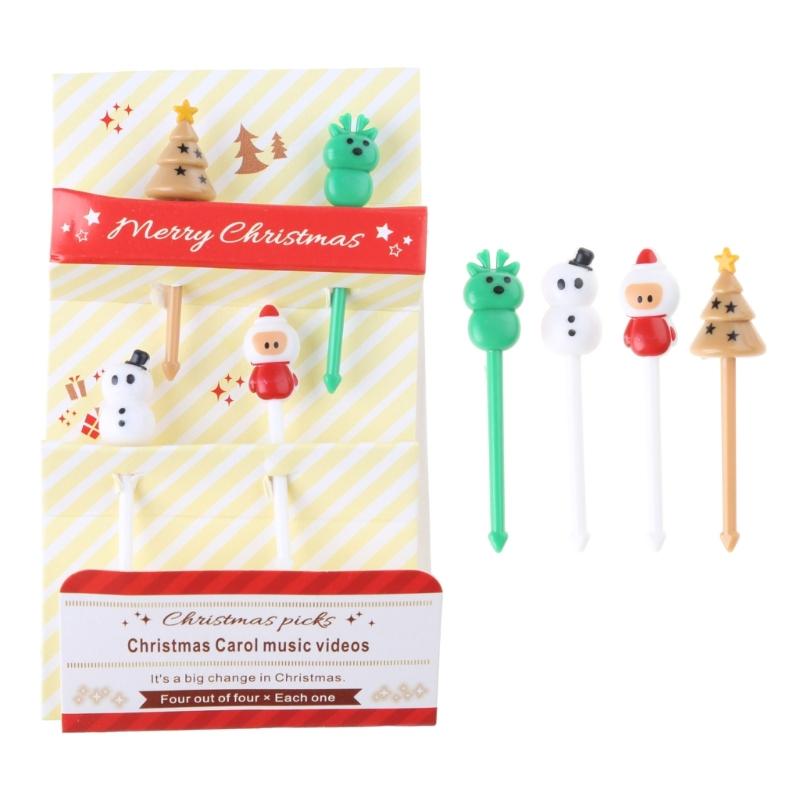 4x Fruit Sign Fork Set for Cake Dessert Pastry Reusable Lunch Box Toothpicks
