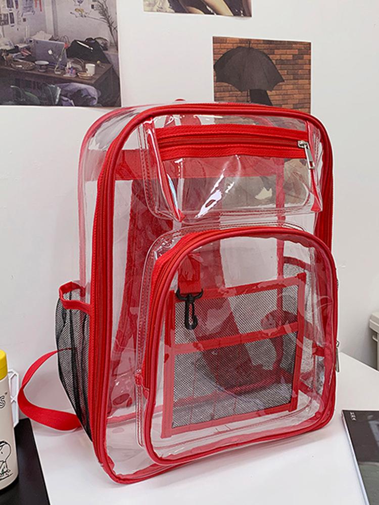 Backpack Waterproof Transparent School Bag Girl Large Capacity Backpack Solid Clear Backpack Men Fashion Transparent Plastic Bag 30cm16cm44cm