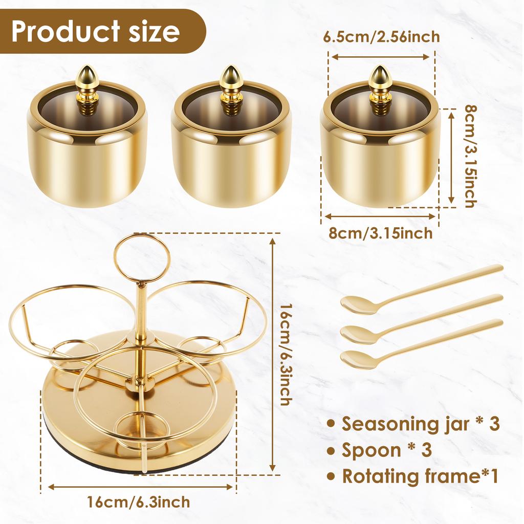 Stainless Steel Sugar Bowl Set with Lid Spoon Holder for Serving Sugar Pepper Salt Spice Small Condiment Container Kitchen Tools