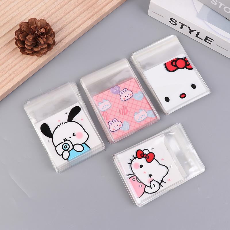 100Pcs Cute Cartoon Printed Opp Clear Packaging Bags Candy Bag Self-Adhesion Storage Bag Diy Gift Pastry Sealable Bag