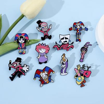 The Amazing Digital Circus Brooches Cartoon Character Peripheral Pomni Jax Enamel Lapel Pins Circus Theater Metal Badges for Backpack Accessories Gift
