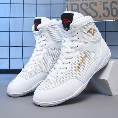 Zapatillas de Lucha Originales Zapatillas Cómodas Botas de Lucha Gimnasio Fitness Tobillo Alto Combate Deportivo Atlético Unisex Zapatos de Boxeo