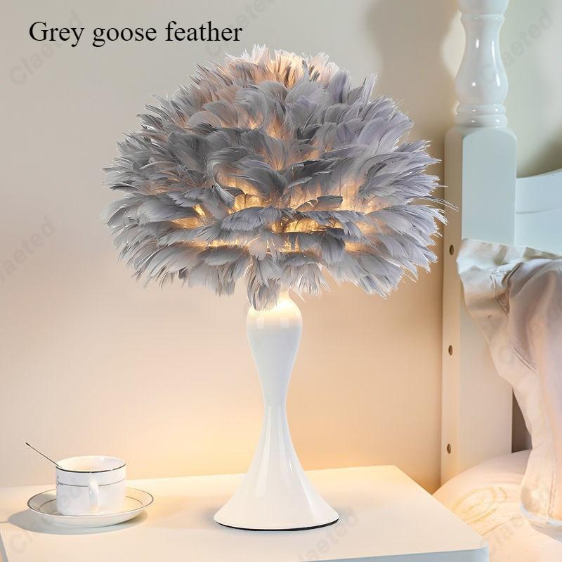 

Creative New LED Feather Table Lamp Bedroom Bedside Warm Romantic Decorative Atmosphere Lighting Lamps AU plug