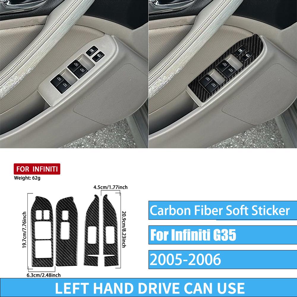 Real Carbon Fiber Car Accessories Dashboard Gear Shift Decorative Trim Cover Soft Sticker For Infiniti G35 V35 CV35 2005-2006
