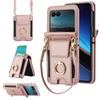 Samsung Z Flip7/6/5 Crossbody Protective Case with Card Slot & Folding Ring Stand