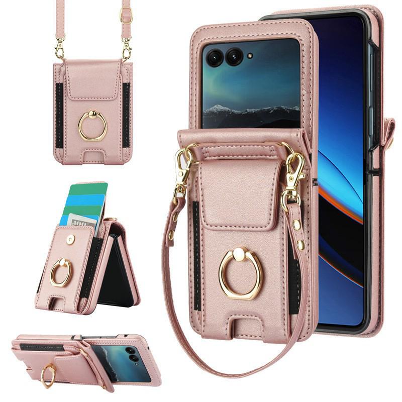 Samsung Z Flip7/6/5 Crossbody Protective Case with Card Slot & Folding Ring Stand