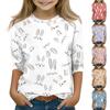 Kinder 3/4 Ärmel Tops Casual Print T Shirt Rundhals Pullover Bluse