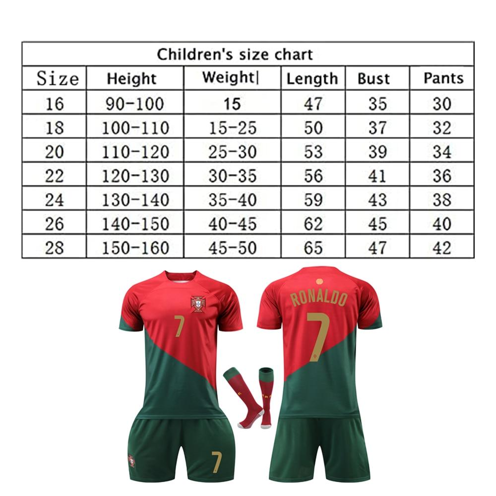 Kids Portugal Ronaldo Football Jersey Set Red - Youth Soccer Training Match Kit - Rosu
