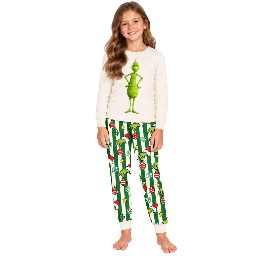 Family Matching Parent-Child Long Sleeve and Pants Pajama Set Loungewear for Home Wear