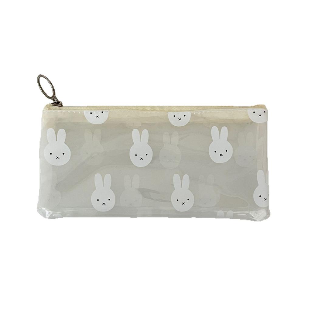 Kawaii Cute Miffy Rabbit Pen Case PVC Printed Stationery Bag Fashionable Student Transparent Pen Case Waterproof Storage Bag