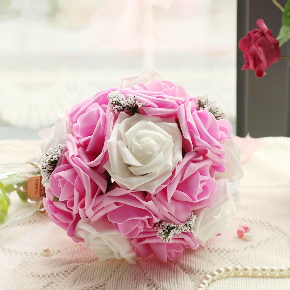 Artificial Bridal Bouquet Flowers for Wedding Decorations Props Accessories (Purple)