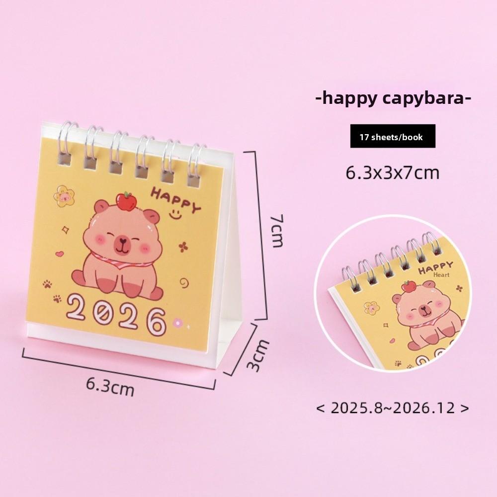 Cartoon Mini Calendar Standing Flip Coil Calendar Creative Schedule Planner Office School Supplies