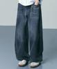 NP STUDIO Two-Tone Gradient Washed Wide Denim Pants Black Denim