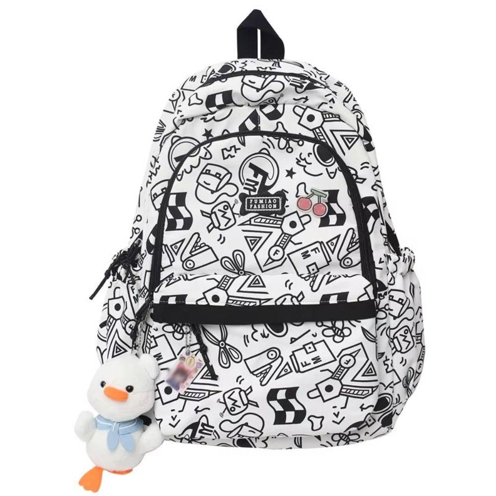 Doodle Students Backpack Graffiti Shoulder Bag Large Capacity School Bag  Travel