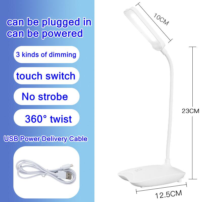 LED Desk Lamp Foldable Dimmable Touch Table Lamp DC5V USB Powered Table Light 6000K Night Light Touch Dimming Portable Lamp