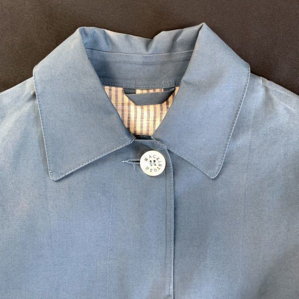 Made in Scotland Mackintosh Rubberized Trench Coat/Women's 32/Light Blue/Hidden Button/Waterproof(USED)