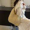 New Shoulder Solid Color Straw Bag Custom Hand-woven Bag Large Capacity Tote Resort Beach Bag Casual Women's Bag