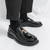 Fashion 2025 Men Metal Lock Decor Loafers Leather Slip-On Shoes Fashion Business Casual Footwear Non-Slip Sole Comfortable Driving Shoes