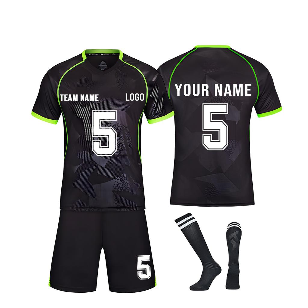 Men's Soccer Jersey Set Quick Dry Athletic Uniforms with Shorts and Socks for Training and Competition