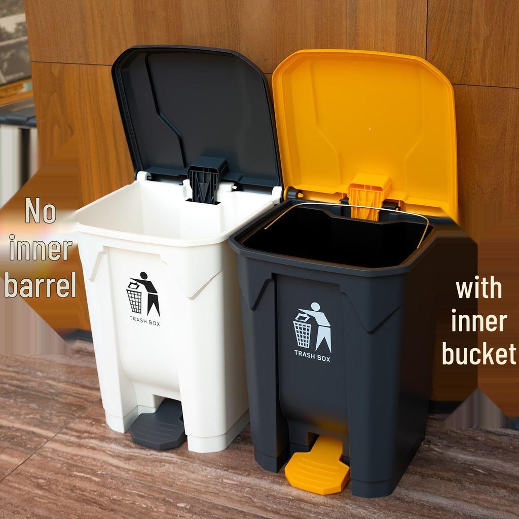 Large Foot-Pedal Trash Can with Lid for Kitchen, Office, Outdoor, Household, and Catering Use