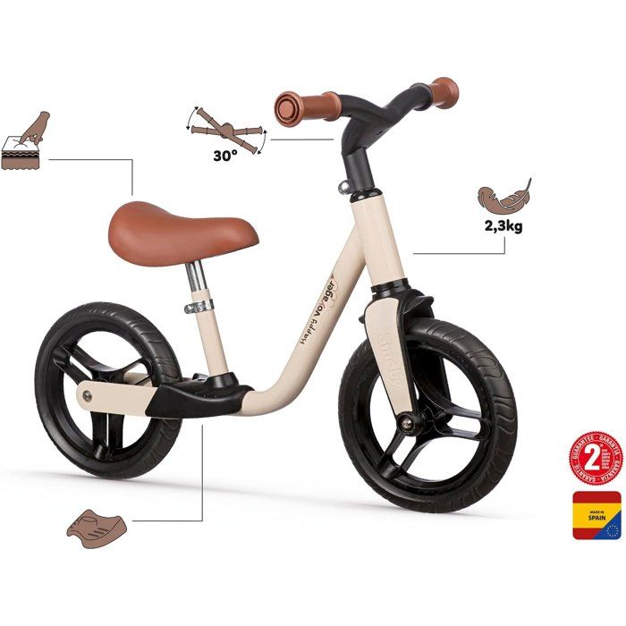 Smoby - Draisienne Little Voyager - Dès 2 ans - Selle Réglable - Roues Increvables et Silencieuses