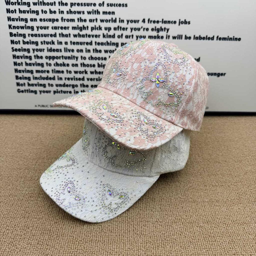 Popular hot diamond four-leaf clover baseball cap female lace breathable versatile student party sunshade show face small cap