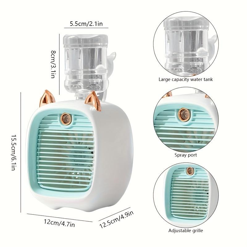 Portable Air Conditioner Fan Electric Fan Desk Misting 1200mAh 3 Gear Air Conditioner Water Cooling Fan USB Type-C Charging Spray Humidifier Fan 