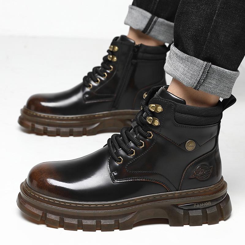 British Retro Leather Platform Boots for Men Fashion Casual Luxury Work Shoes Male Autumn Winter New Designer Ankle Boots Men