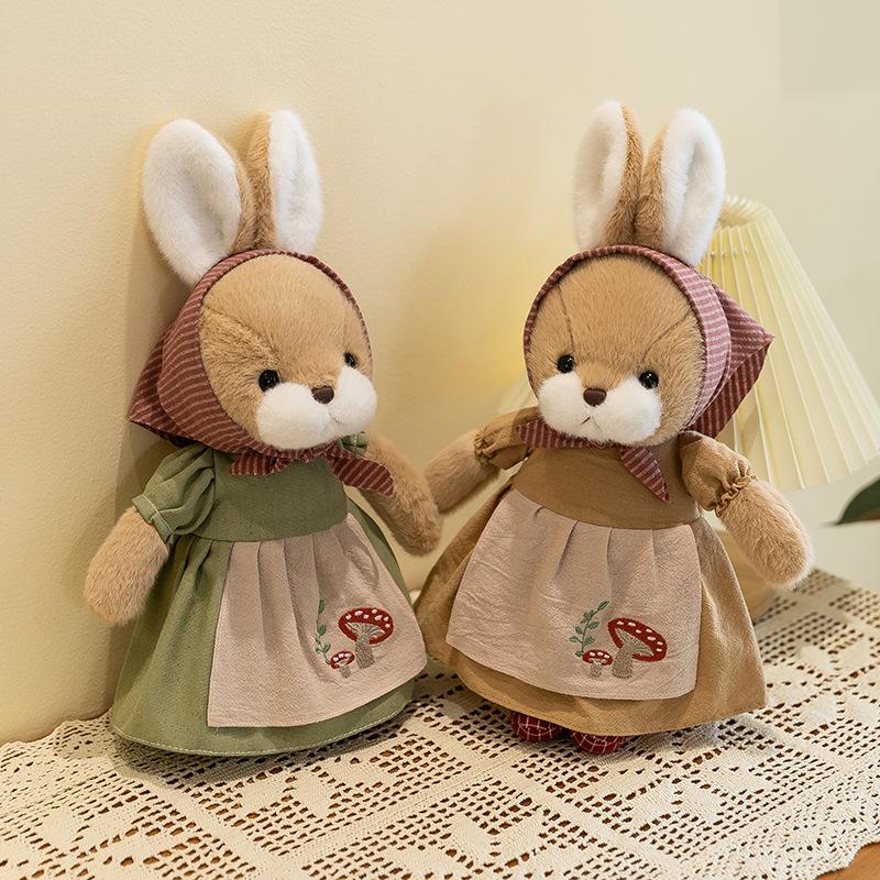 New Cute Pastoral Rabbit Plush Toy Rag Doll Children's Apron Rabbit Doll for Girls