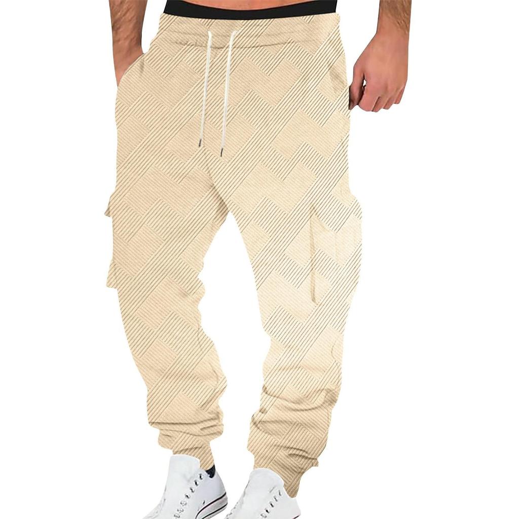 Men's Solid Color Multi-Pocket Drawstring Overalls Men's Casual Drawstring Overalls