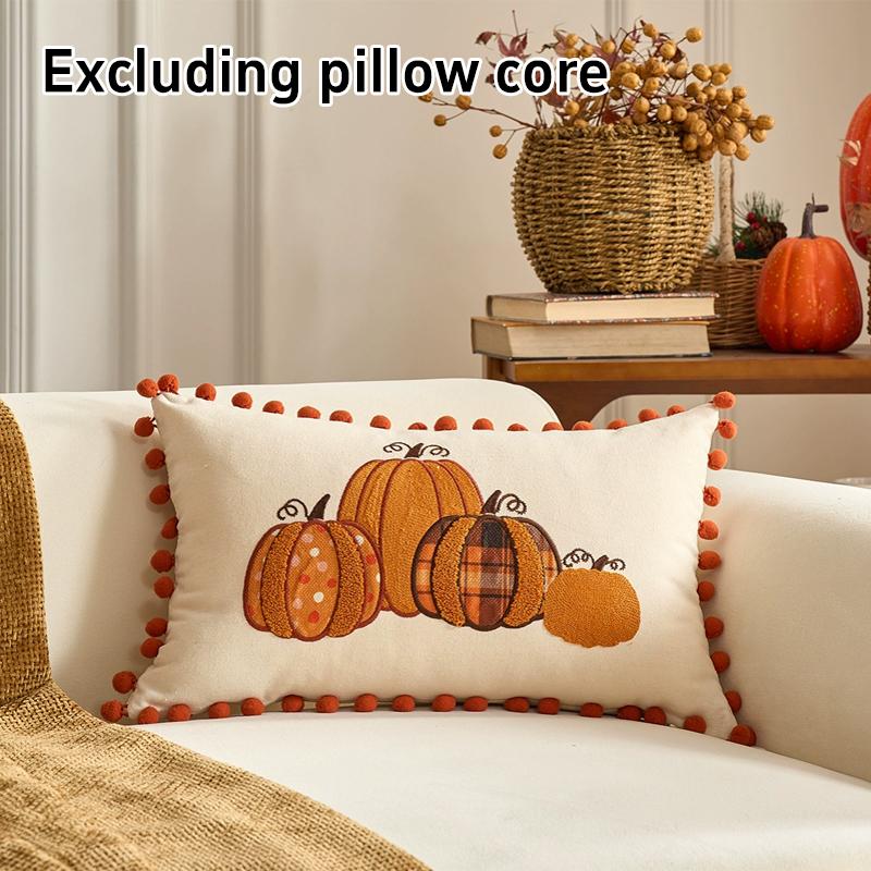 Festival Autumn Maple Leaf Pillow Pumpkin Embroidery Cushion Cover Modern Decoration Home Decoration Pillowcase Bedding