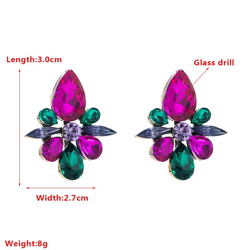 Boucles d'oreilles simples pour femmes, en alliage d'acier et de titane, pendentif en acrylique coloré, herbe, cristal, fleur, ornements géométriques
