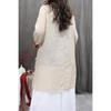 Women Summer Spring Round Neck Half Sleeve Cotton Linen Blend Embroidered Retro Casual Tunic Top