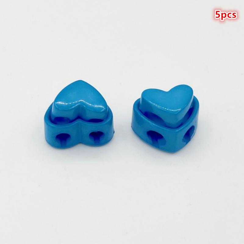5Pcs Colorful Garment Stoppers Heart-Shaped Plastic Cord Locks Double Hole Spring Toggle Anti-Slip Stoppers Garment Accessories