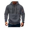 Mens Hooded Long Sleeve Pullover Sweatshirt With Multiple Pockets Zipper Front Casual Sporty Style